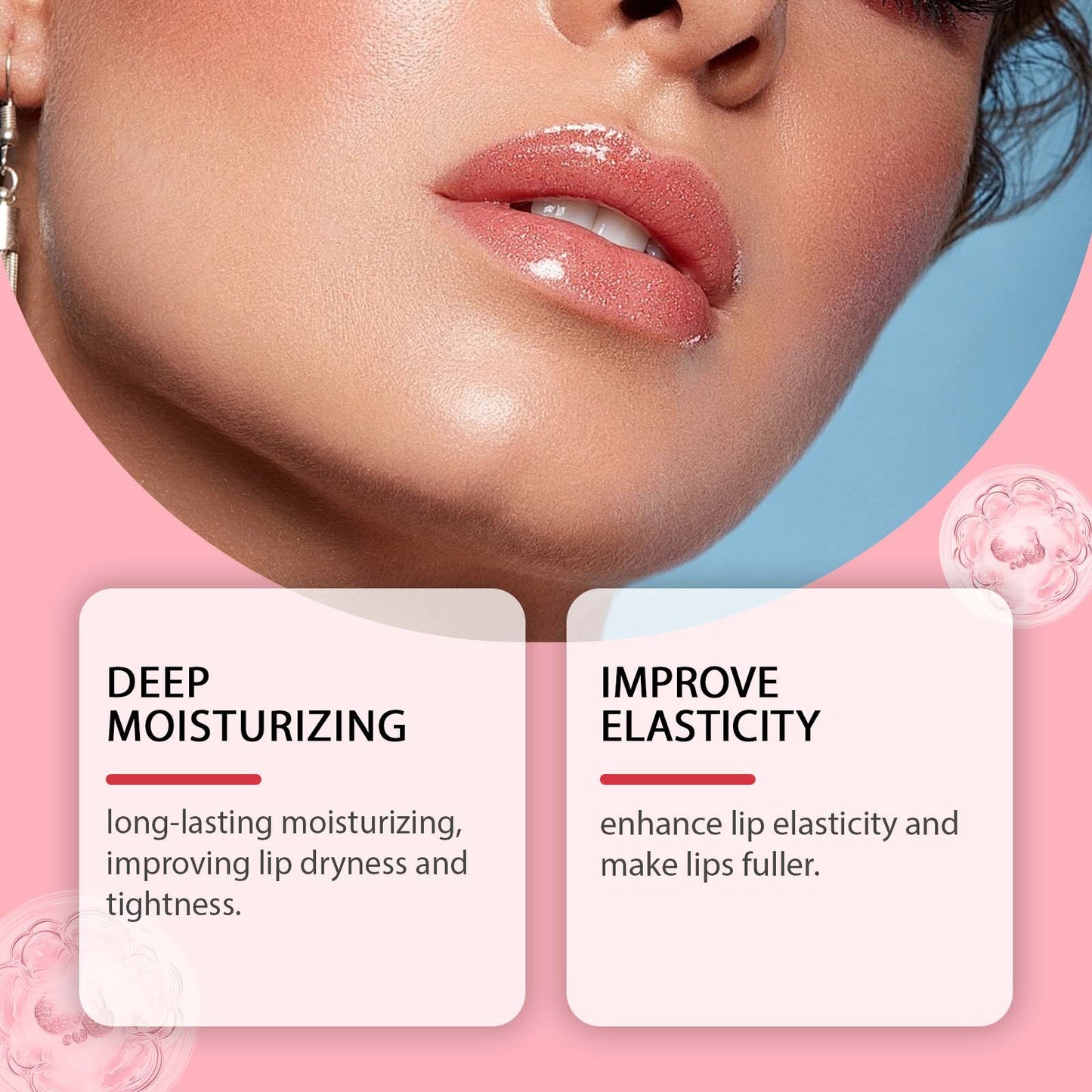 Glossy and moisturizing lip balm, nourishing lip gloss for soft, supple lips, and daily care.